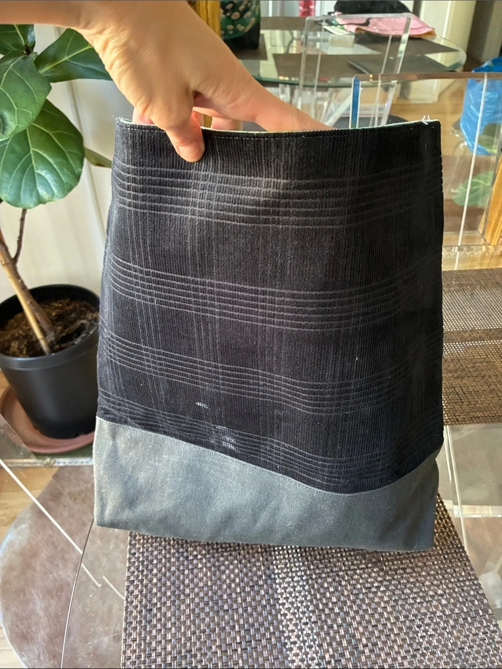 Handmade Green Mushroom Print Organizer Tote - Unknown Brand